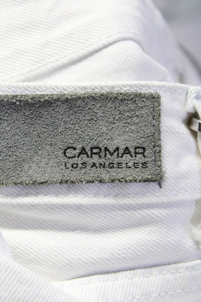 Carmar Womens Cotton Distressed Chain Detail Straight Leg  Jeans White Size 25