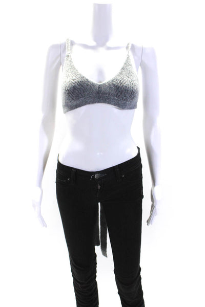 Dorothee Schumacher Womens Knit V-Neck Tie Back Crop Top Gray Size S