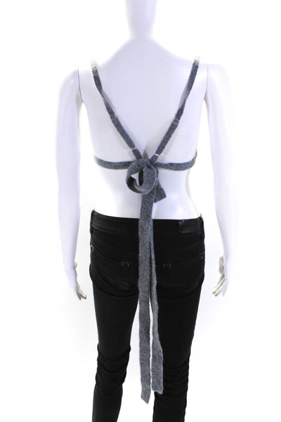 Dorothee Schumacher Womens Knit V-Neck Tie Back Crop Top Gray Size S