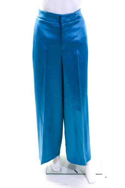 Etro Womens Pleated Hook & Eye Zipped Straight Leg Dress Pants Blue Size EUR44