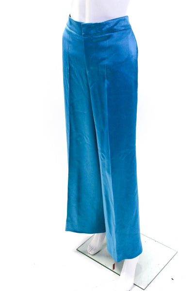 Etro Womens Pleated Hook & Eye Zipped Straight Leg Dress Pants Blue Size EUR44