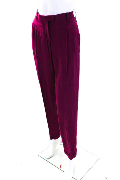 Costume National Womens Pleated Hook & Eye Zipped Straight Pants Pink Size EUR44