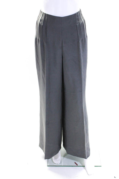 Akris Womens Silk Darted Side Zipped Straight Leg Dress Pants Gray Size 8