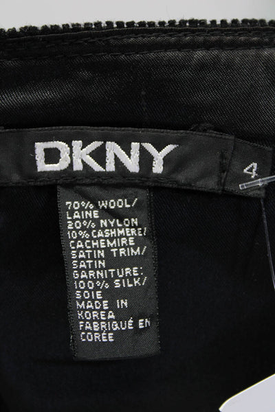 DKNY Womens Wool Zipped Patchwork Hem Ruffled Straight Leg Skirt Black Size 4