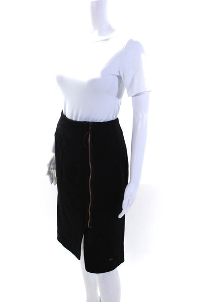 Eryn Brinie Collection Womens Wool Front Zipped Straight Skirt Black Size M