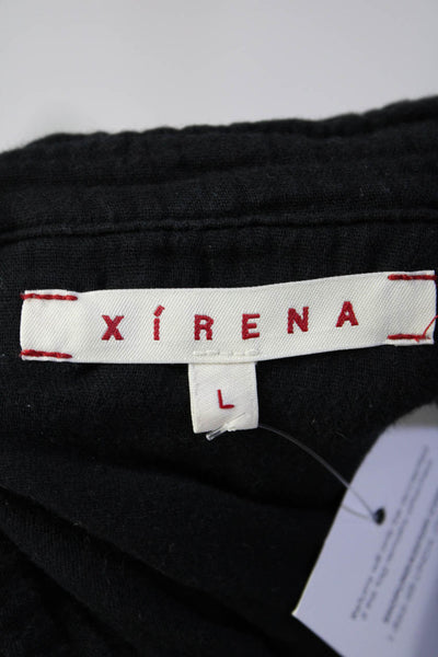 Xirena Womens Cotton Gauze Collared Long Sleeve Button Down Shirt Black Size L