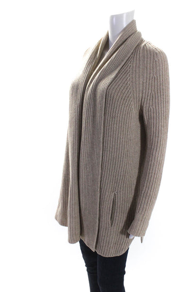 Vince Women's Long Sleeves Open Front Pockets Cardigan Sweater Beige Size XS