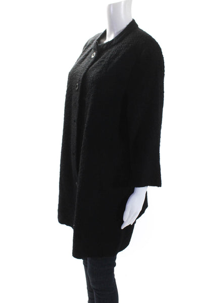 Eileen Fisher Women's Round Neck Short Sleeves Cardigan Black Size L
