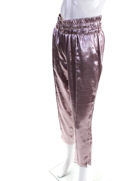 Cinq A Sept Womens Metallic Stretch Waist High-Rise Tapered Pants Pink Size XS