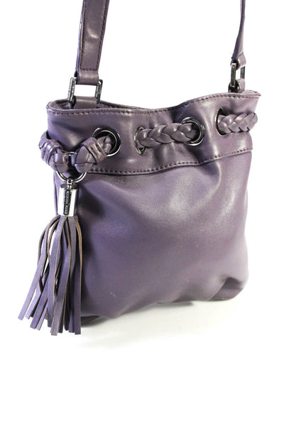 Michael Michael Kors Womens Purple Braided Tie Drawstring Mini Shoulder Bag