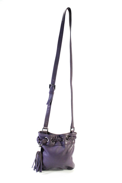 Michael Michael Kors Womens Purple Braided Tie Drawstring Mini Shoulder Bag