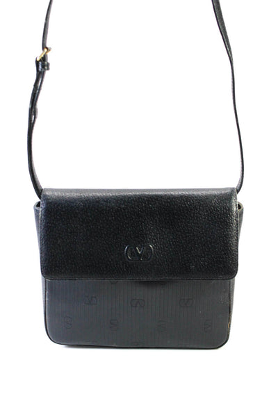 Valentino Garavani Womens Black Textured Flap Mini Crossbody Bag Handbag