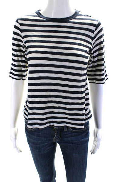 Rag & Bone Women's Round Neck Short Sleeves Basic T-Shirt Stripe Size XXS