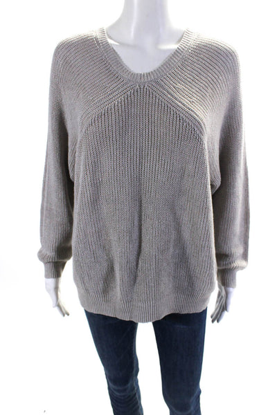 Kinross Womens Thick-Knit Round Neck Long Sleeve Pullover Sweater Gray Size S