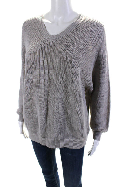 Kinross Womens Thick-Knit Round Neck Long Sleeve Pullover Sweater Gray Size S