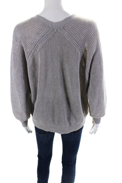 Kinross Womens Thick-Knit Round Neck Long Sleeve Pullover Sweater Gray Size S