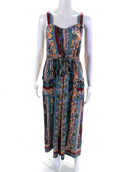 Anthropologie Womens Floral Round Neck Wide Leg Jumpsuit Multicolor Size XS