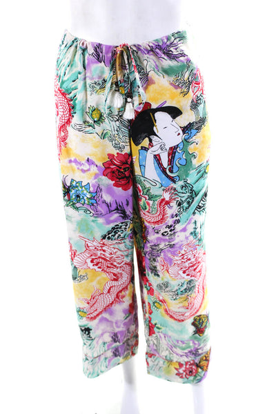 Natori Womens Japanese Floral Dragon Geisha Girl Pajama Pants Multi Size Medium