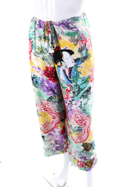 Natori Womens Japanese Floral Dragon Geisha Girl Pajama Pants Multi Size Medium