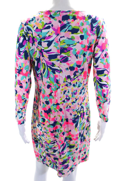 Lilly Pulitzer Womens 3/4 Sleeve Scoop Neck Abstract Dress Pink Multi Medium