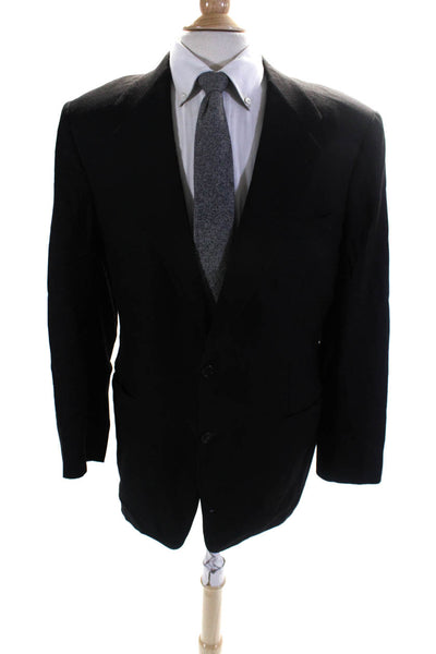 Canali Mens Silk Buttoned Collared Long Sleeve Darted Blazer Black Size EUR50