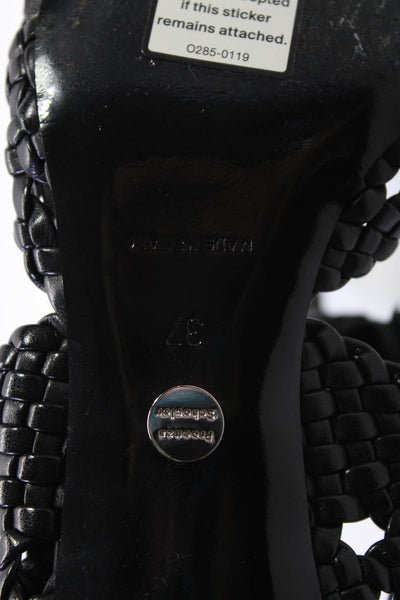 Proenza Schouler Womens Block Heel Ankle Strap Woven Leather Pumps Black Size 37