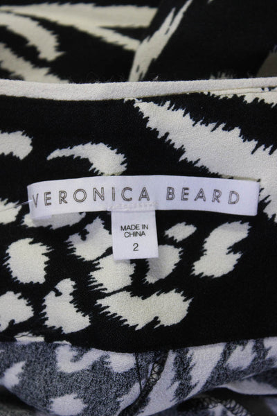 Veronica Beard Womens High Rise Tie Front Animal Print Pants Black White Size 2