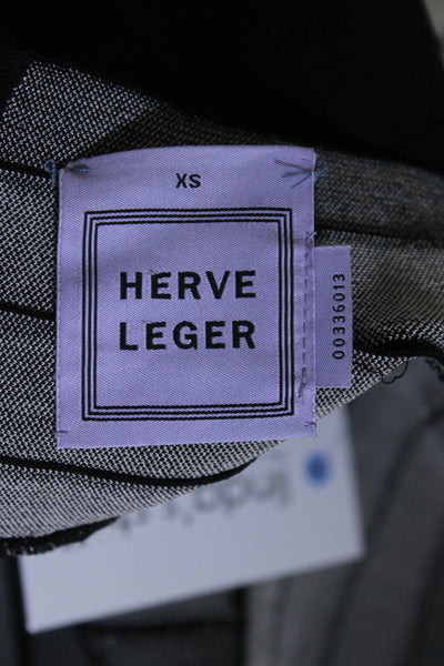 Herve Leger Womens Back Zip Knee Length Stretch Knit A Line Skirt Black White XS