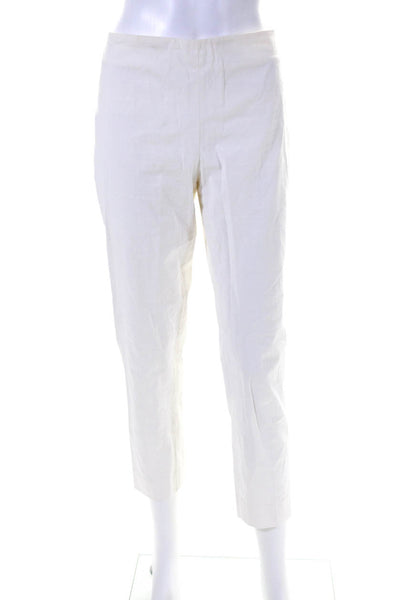 Missoni Womens Cotton Straight Leg Side Zip Trousers White Size 44