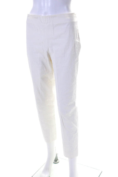 Missoni Womens Cotton Straight Leg Side Zip Trousers White Size 44