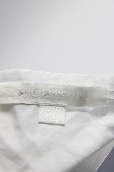 Jonathan Simkhai Women's Short Sleeves Ruffle Wrap Blouse White Size XS