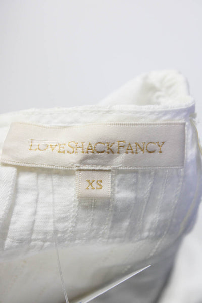Love Shack Fancy Women's Ruffle Sleeves Cotton Mini Dress White Size XS