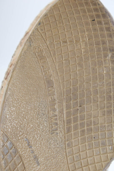 Stuart Weitzman Womens Snakeskin Print Peep Toe Slingback Wedges Beige Size 10