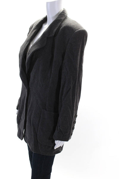 Escada Womens Dark Gray Wool One Button Long Sleeve Blazer Size 42