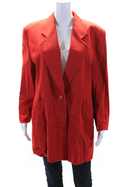 Escada Margaretha Ley Womens Red Wool One Button Long Sleeve Blazer Size 42