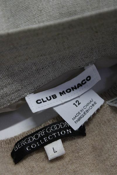 Bergdorf Goodman Club Monaco Womens Cashmere Knit Top Beige Size L 12 Lot 2