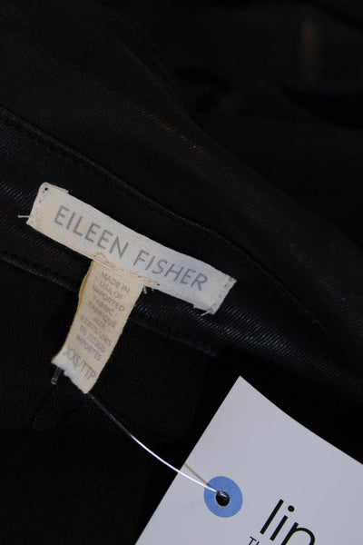 Eileen Fisher Womens Cotton Collared Long Sleeve Zip Up Jacket Black Size XXS