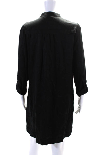 Holding Horses Womens Black Embroidered Lace Up Long Sleeve Shirt Dress Size 10