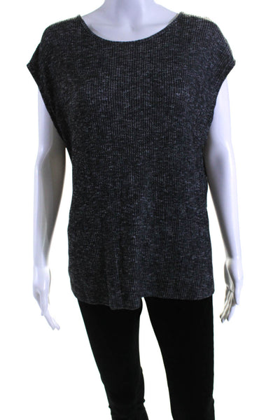 Rag & Bone Jean Womens Ribbed Knit Scoop Neck Sleeve Blouse Top Gray Size M