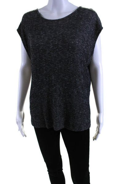 Rag & Bone Jean Womens Ribbed Knit Scoop Neck Sleeve Blouse Top Gray Size M