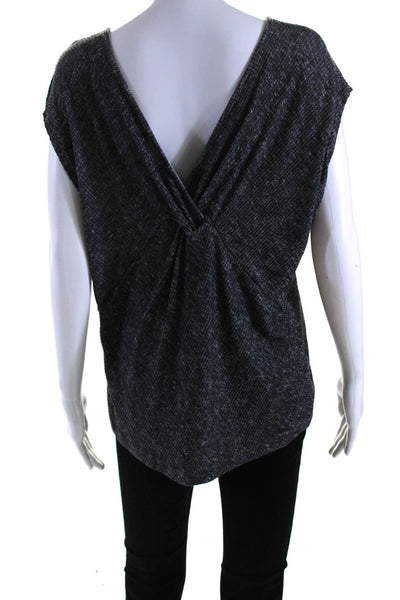 Rag & Bone Jean Womens Ribbed Knit Scoop Neck Sleeve Blouse Top Gray Size M