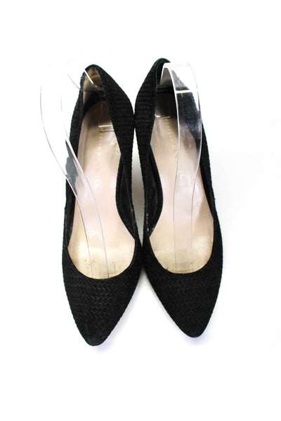 Loeffler Randall Womens Suede Woven Pointed Slip On Pumps Black Size 8