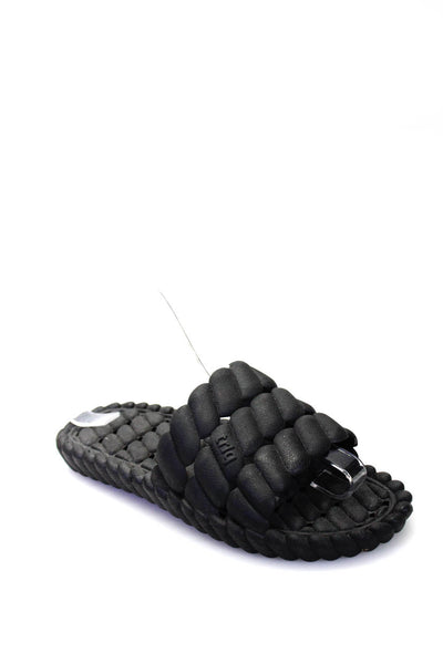 Terrellque Womens Slip On Open Toe Bubble Slides Black Size 8