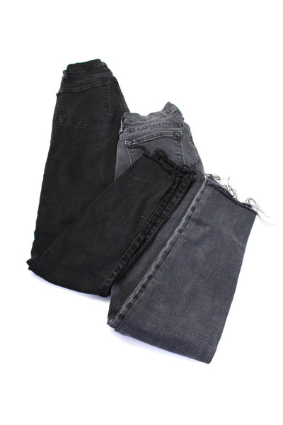 Frame Denim Womens Faded High Rise Raw Hem Skinny Jeans Black Size 24 Lot 2