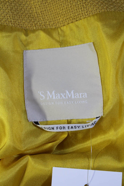 'S Max Mara Womens Cotton Woven Long Sleeve Mid Length Pea Coat Yellow Size 12