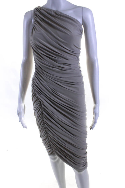 Norma Kamali Women's Asymmetric Sleeveless Cinch Maxi Dress Beige Size S