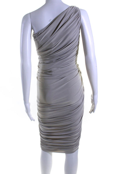 Norma Kamali Women's Asymmetric Sleeveless Cinch Maxi Dress Beige Size S