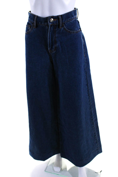 Veronica Beard Women's Button Closure Medium Wash Wide Leg Denim Pant Size 24