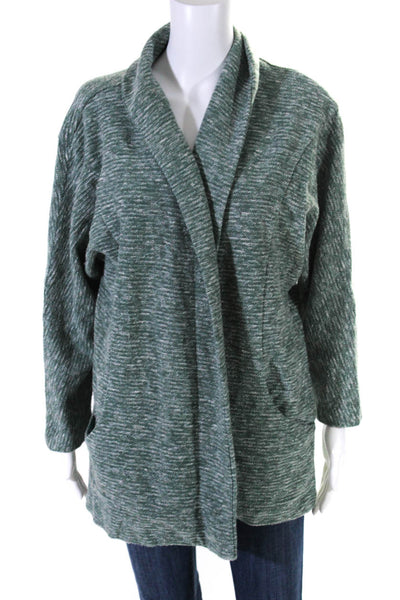 Saturday Sunday Womens Woven Unlined Long Open Front Jacket Green Size Large
