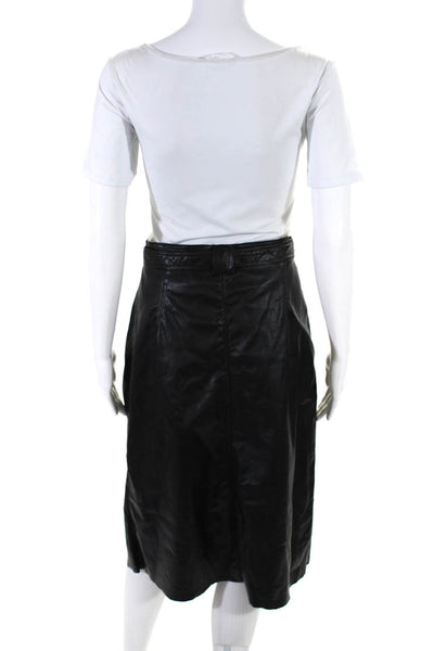 Bailey 44 Womens Faux Leather Belted Midi Pencil Skirt Black Size Large